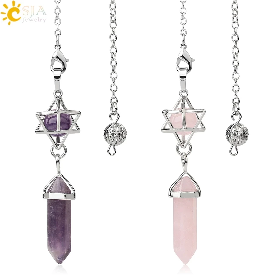 Pendulum Prism Shuttle Healing Crystal Divination Merkaba-Energy Spiritual Natural-Stone