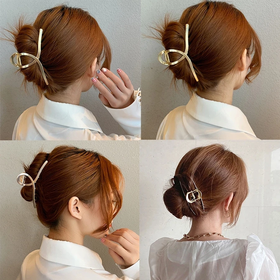 AWAYTR Women Barrettes Metal Hair Claws Hair Accessories Hairclips Hairpins Ladies Hairgrip Headwear Girls Ornaments Crab Bands