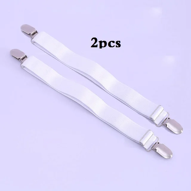 Grippers Suspender Cord Hook Loop Clasps Adjustable Elastic Mattress Cover Adjustable Bed Sheet Fasteners Straps Y15-white-2psc