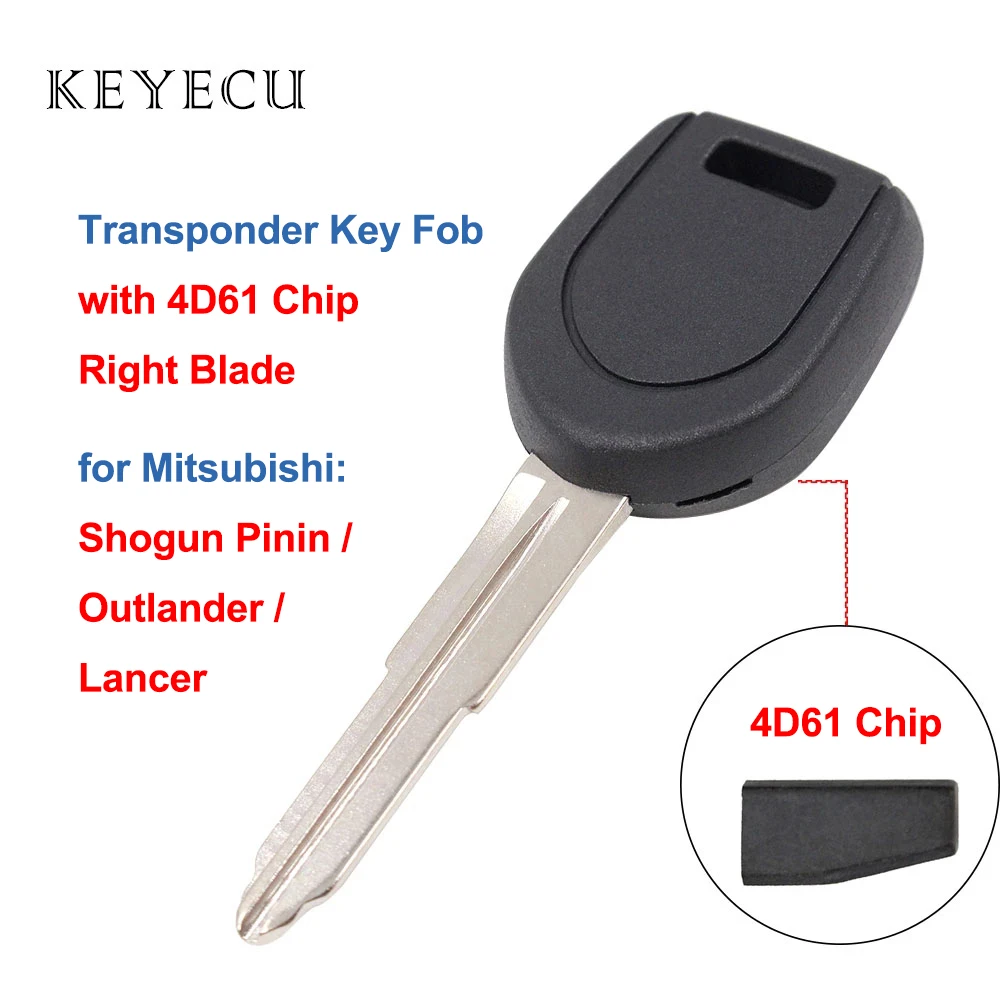 

Keyecu Transponder Key - with 4D61 Chip & Right Blade -Fob for Mitsubishi Outlander 2004 Lancer 2003 2004 2005 2006 Shogun Pinin