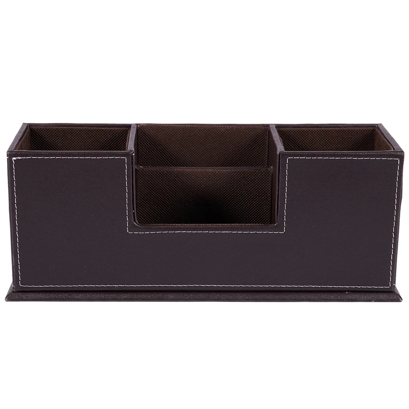 

Pu Leather Pen Pencil Stand Marker Storage Box Organizer Case & Business Card Display Stand Pen Holders Office Supplies