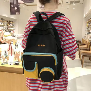 

NEW backpack women Nylon Zipper women backpack Panelled Multi-pocket travel backpack Unisex laptop backpack bookbag school bags