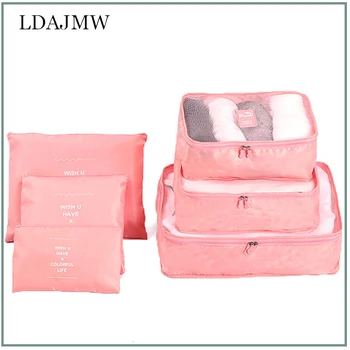 

6PCS/Set Oxford Travel Storage Bag Waterproof Double Zipper Large Capacity Handbag Clothes Shoes Cosmetics Organizer Case