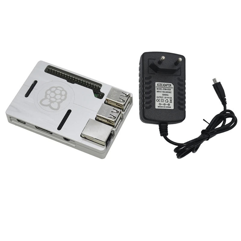 3 в 1 для Raspberry Pi 3 Model B+(Plus)+ алюминиевый корпус с ЧПУ+ 5 В 3A наборы адаптеров питания Eu Plug