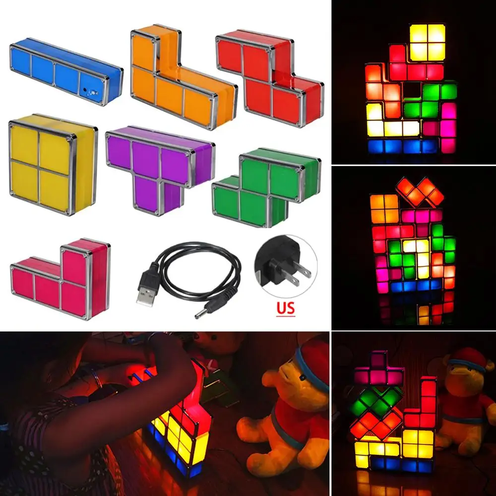 Diy Tetris Puzzle Light Stackable Led Desk Lamp Construction Block