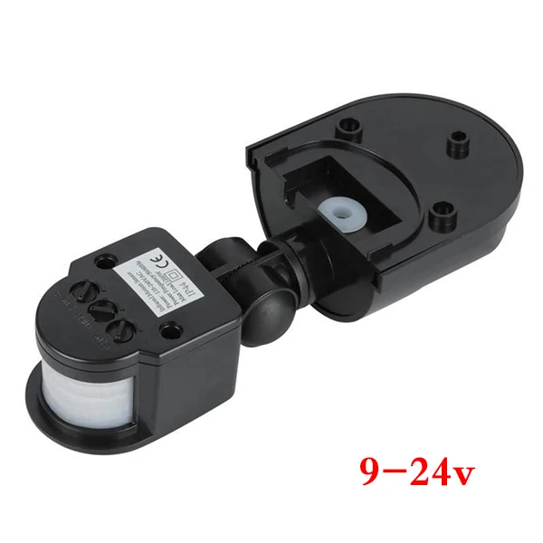 9-24v Black Уличный настенный светильник с датчиком движения, светодиодный инфракрасный датчик движения RF180 градусов, переключатель датчика детектора AC110V~ 240V - Цвет: 9-24v Black