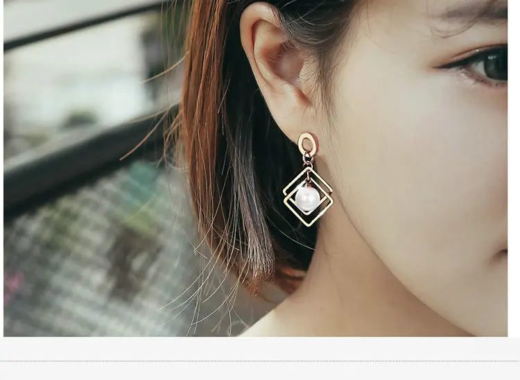Корейская версия высококлассных темпераментных сережек Геометрическая Мода квадратная личность элегантная вишня дикая Гвоздика жемчужные серьги