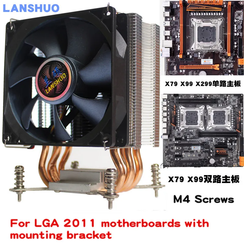 NO Light 3/4PIN RGB светодиодный кулер для процессора 4-Heatpipe 12 в 9 см радиатор охлаждения для LGA 2011X79X99X299 - Цвет лезвия: NO Light