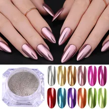 Серебристый, розовый, золотой, мерцающий, зеркальный блеск для ногтей, порошок, хром, лак для ногтей, пылезащитный пигмент, для погружения ногтей, блестящий, для маникюра, УФ-Гель-лак