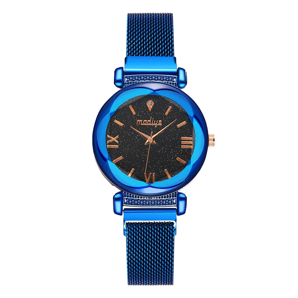 Модные часы со звездами повседневные кварцевые с имитацией сетчатого ремня из