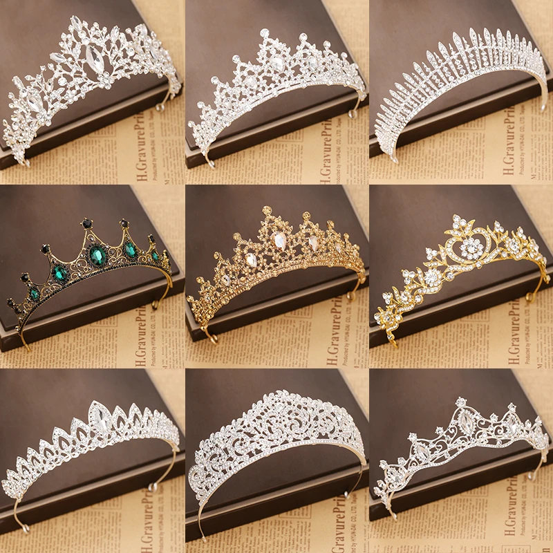 Trendige Frau Kristallkronen Tiara Hochzeit Haarschmuck Krone Braut Tiaras und Kronen Haarschmuck Hochzeit Haarschmuck – Detail 1