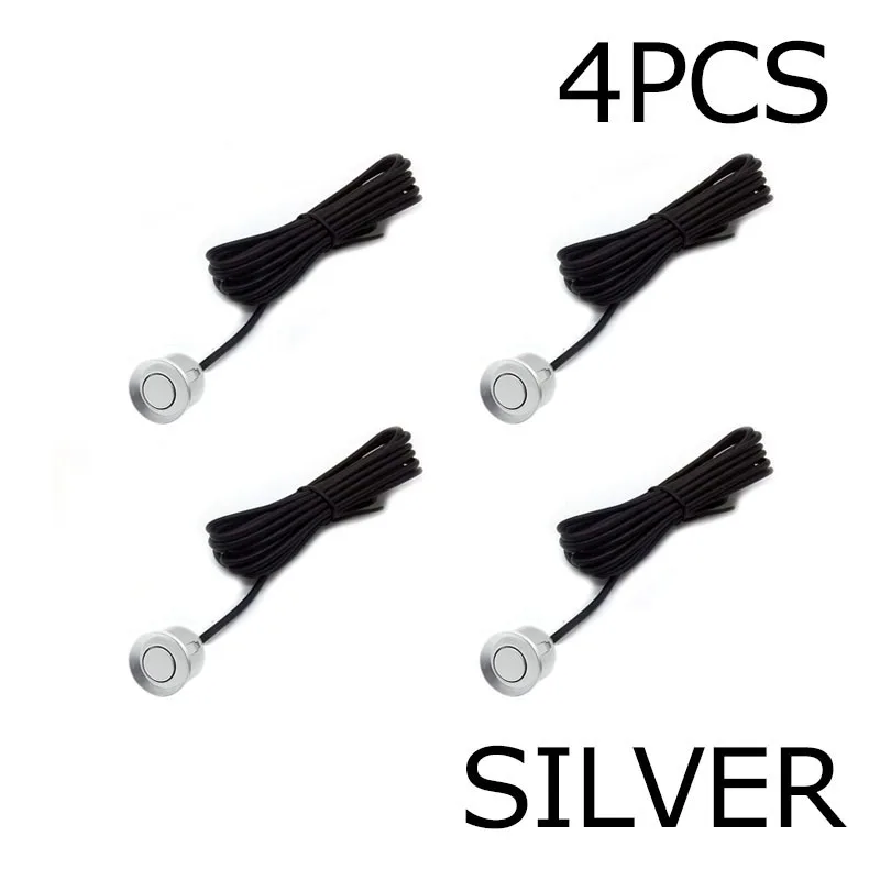 Silver Sensor 22mm Комплект автомобильных датчиков парковки с 4 датчиками s светодиодный цифровой дисплей голосовой обратный резервный Радар монитор детектор Система безопасности оповещения - Название цвета: Silver Sensor 22mm