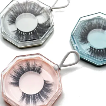 

Plastic Portable False Eyelash Packaging Box Acrylic Polygonal Keychain Empty Lash Package Case With Tray Container Box