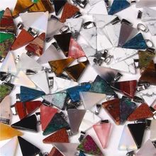 

10pcs/Lot Natural Triangle Shape Stone Pendants Muticolor Quartzs Charms For Necklace Earring Jewelry Making Women Gift 15x20mm