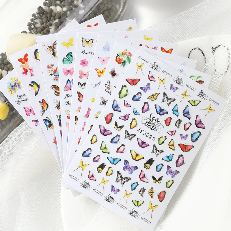 

3D Colorful Silder Butterfly Designs Nail Art Stickers Watermark DIY Colorful Tips Nail Decals Manicure Tool