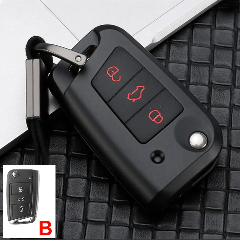 B black red Оцинкованный сплав+ силиконовый чехол для ключей брелок для Vw Scirocco Sharan Golf 6 Mk7 T4 Passat B8 B6 Polo 9N Passat B5 B7 Polo 6R - Название цвета: B black red