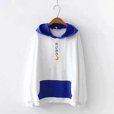 white Harajuku письмо мультфильм Вышивка Повседневная Толстовка Осенняя свободная толстовка женская мода пуловер Хлопок тонкая секция рубашка - Цвет: white
