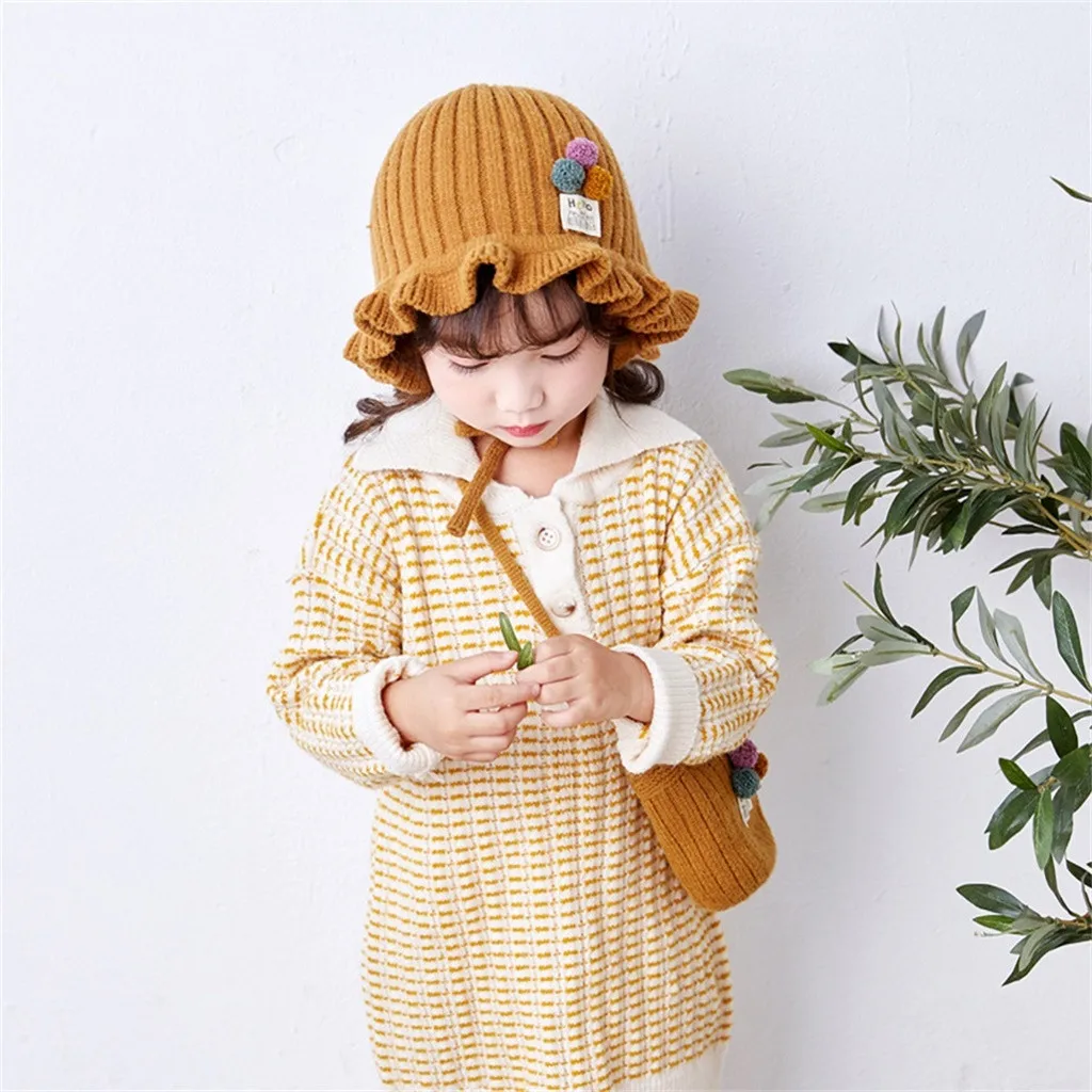 Baby Girls Hat Bag New Baby Cute Thick Warm Autumn And Winter Basin Hat Bag Suit Newborn Photography Props czapki dla dzieci