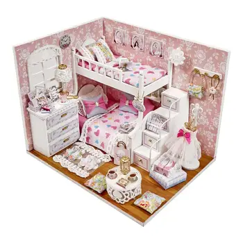 

DIY Dollhouse Three-dimensional Assembly Attic Miniature House Handmade Mini Home Model Kit for Children Holiday Birthday Gifts