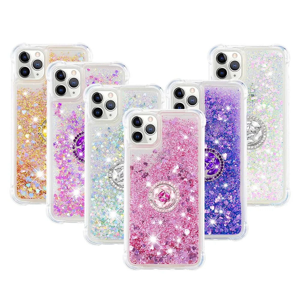 

Glitter Liquid cover For samsung S8 S7edge S5 S6 case diamond ring holder shining Soft TPU Phone Case For samsung S9 S10 S10plus