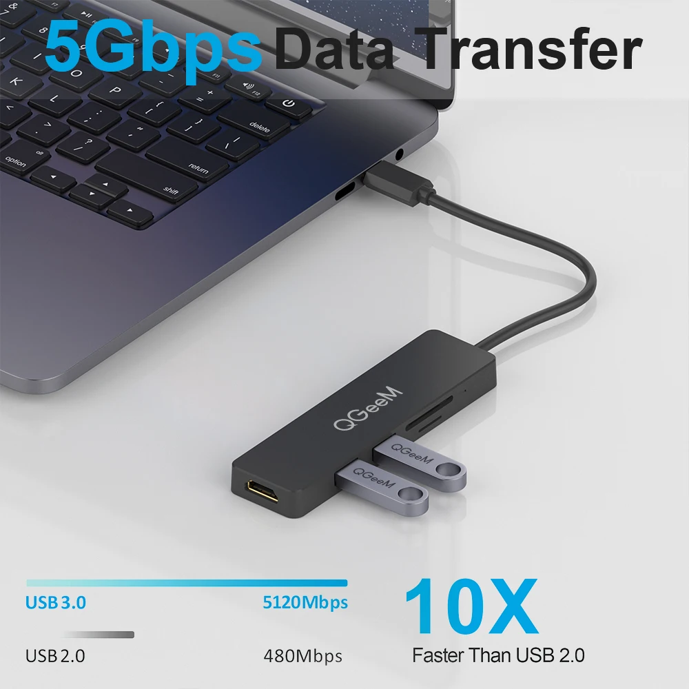 QGeeM USB C концентратор для Macbook Pro type C концентратор для HDMI USB 3,0 TF SD Мульти USB 3,1 концентратор адаптер для iPad Pro OTG Разветвитель USB C док-станция