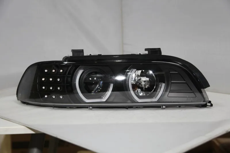 Автомобильный Головной фонарь для BMW E39 светодиодный головной фонарь ангельские глазки 1995-2003 год передние фары с дневным ходовым H7 HID комплект