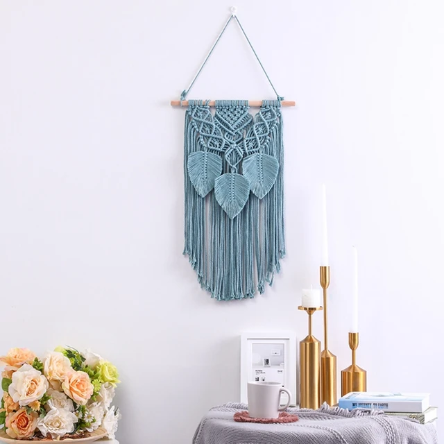 Nordic Style Handwoven Tassel Leaf Macrame Tapestry Boho Cotton Rope Tapestry Wall Hanging Decor Home Kids Room Nursery Decor 6