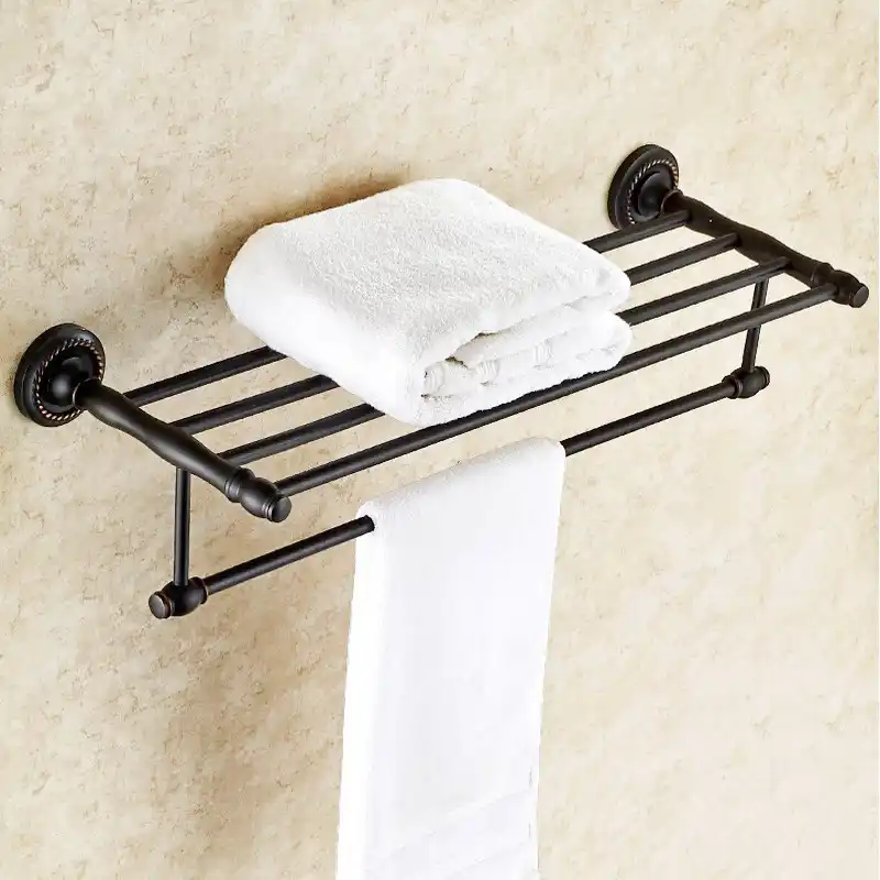 Oil Rubbed Bronze Bath Towel Rack Black Brass Bathroom Towel Holder Double Towel Shelf Bathroom Accessories Bd654 Towel Racks Aliexpress