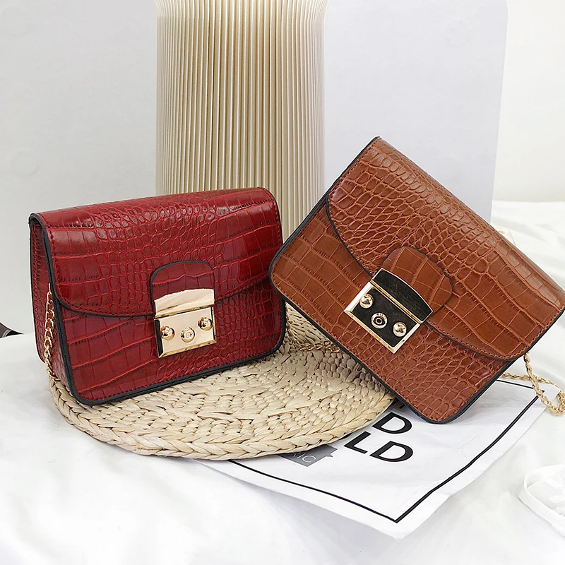 

Crocodile Pattern Crossbody Bags For Women 2019 Small Chain Handbag small bag PU Leather Hand Bag Ladies Designer Shoulder Bags