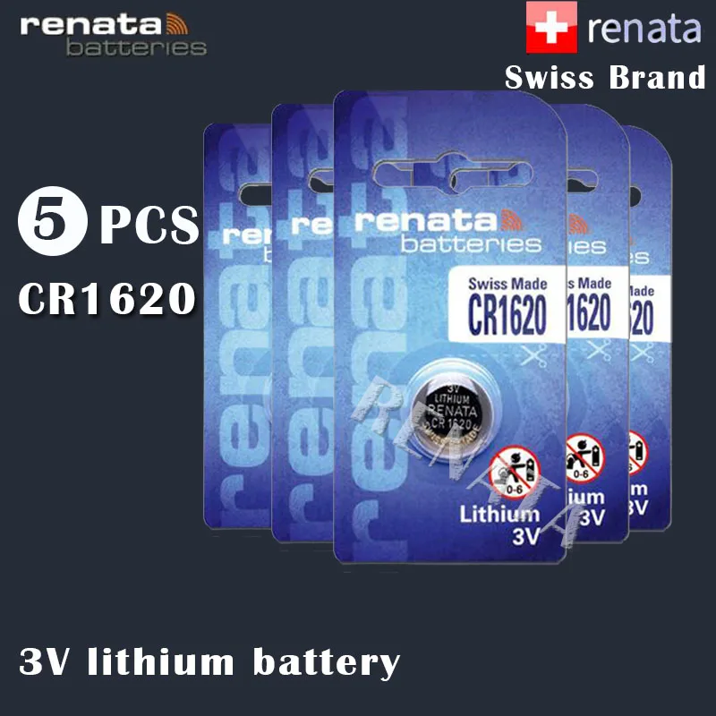 5 шт. 100% оригинальный новый литиевая батарея renata 1620 CR1620 68 мАч для ключа автомобиля