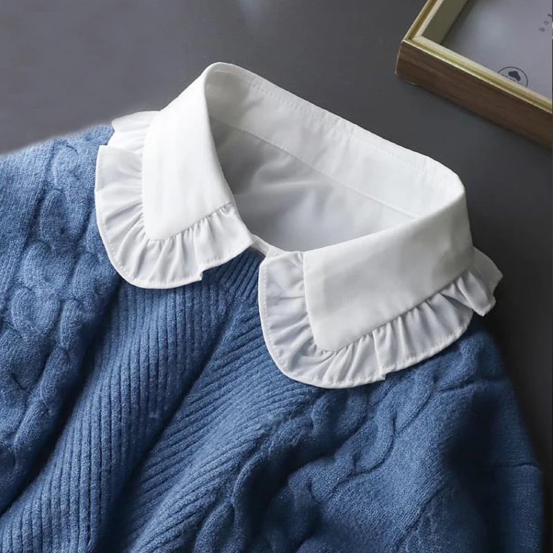 

Korean Style Chiffon Fake Collars for Women Sweater Dress Decorative Female False Collar Shirt Detachable Collar Faux Collar