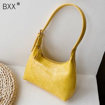 

[BXX] Crocodile Pattern Brand Designer PU Leather Crossbody Bags For Women 2020 Summer Simple Travel Bag Shoulder Handbags HM649
