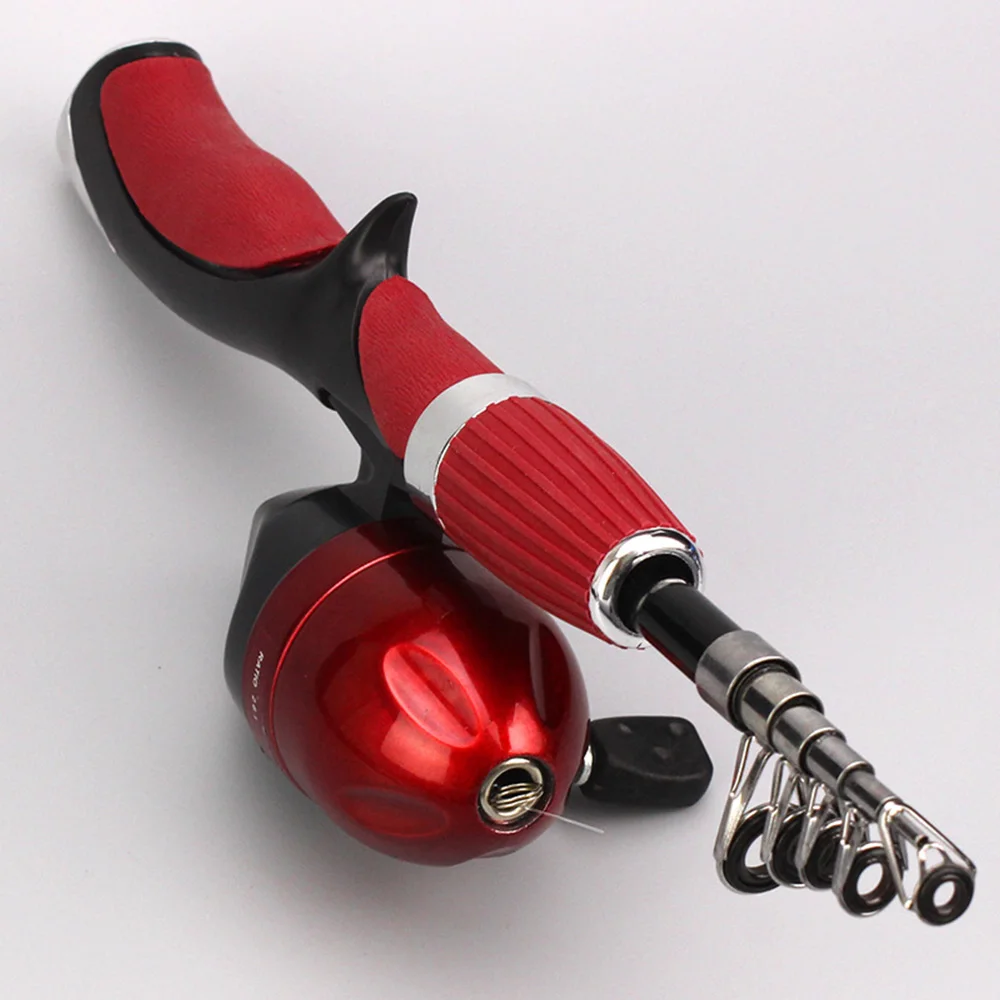 Fibra de Carbono Vara de Pesca Vara de Pesca com Carretel Equipamento de Pesca Superhard Barco Gelo Mosca Isca com Carretel Alça Curta Conjunto 1.4m 10 superhard barco gelo mosca isca vara de