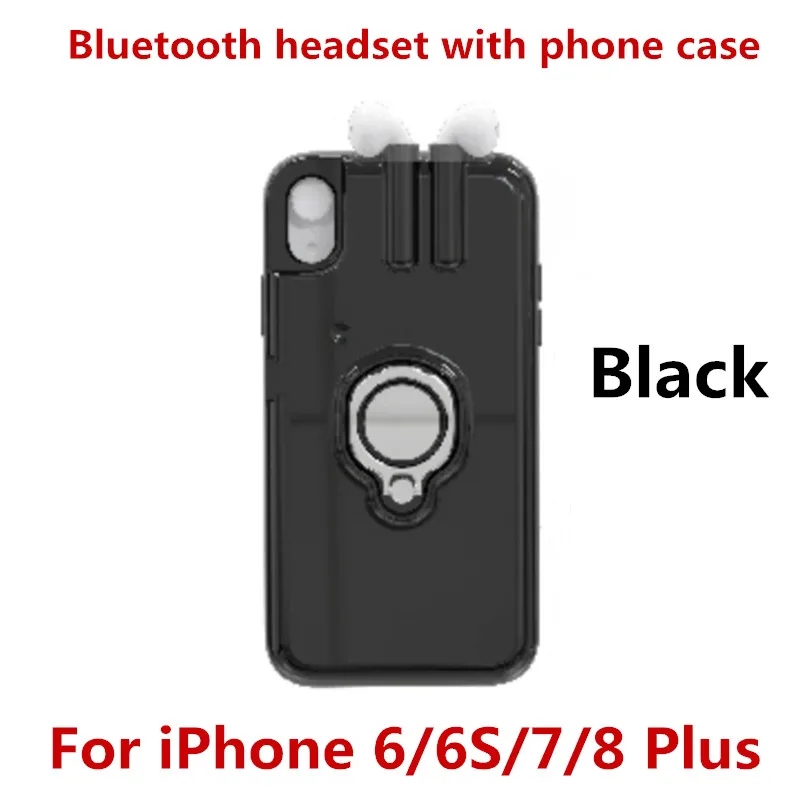 Black For 6 7 8 Plus Новые беспроводные наушники зарядный чехол для iPhone X 6 6S 7 8 Plus чехол для iPhone X S MAX XR беспроводной Bluetooth кожухи головных телефонов - Цвет: Black For 6 7 8 Plus