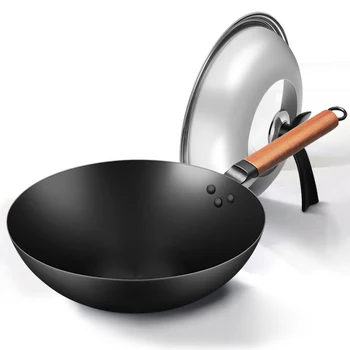 

High quality CAST Iron Wok/Pot/Pan HANDLE WITH Vacuum LID Cookware KITCHEN Cooking TOOLS