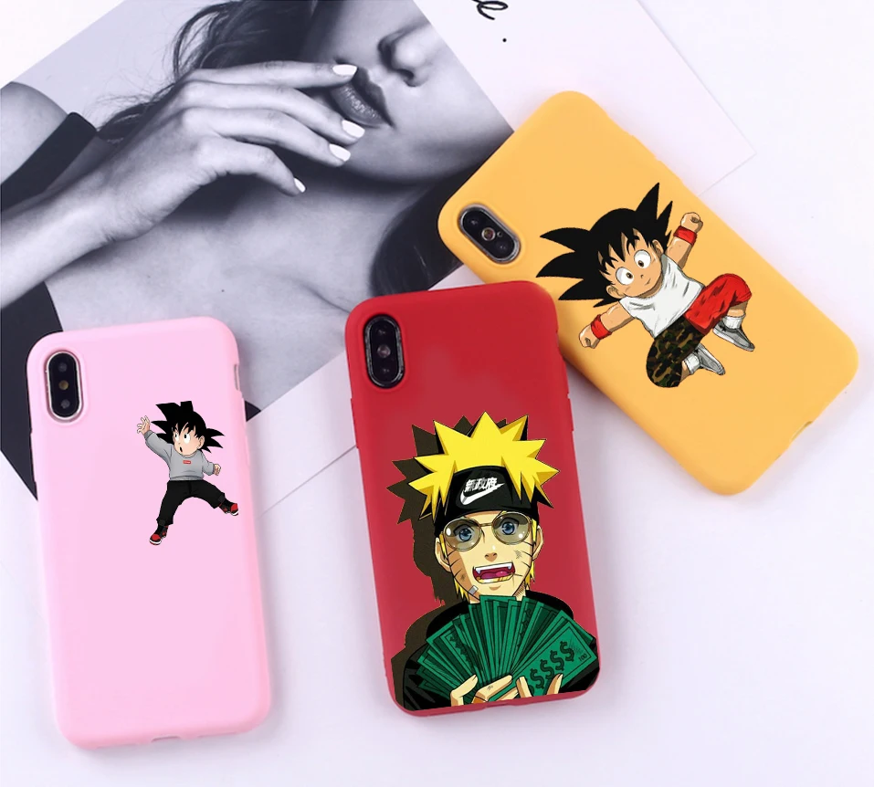 Dragon Ball Z Super DBZ Goku candy color чехол для телефона TPU iPhone 7 8 XS XR XSMAX розовый красный черный