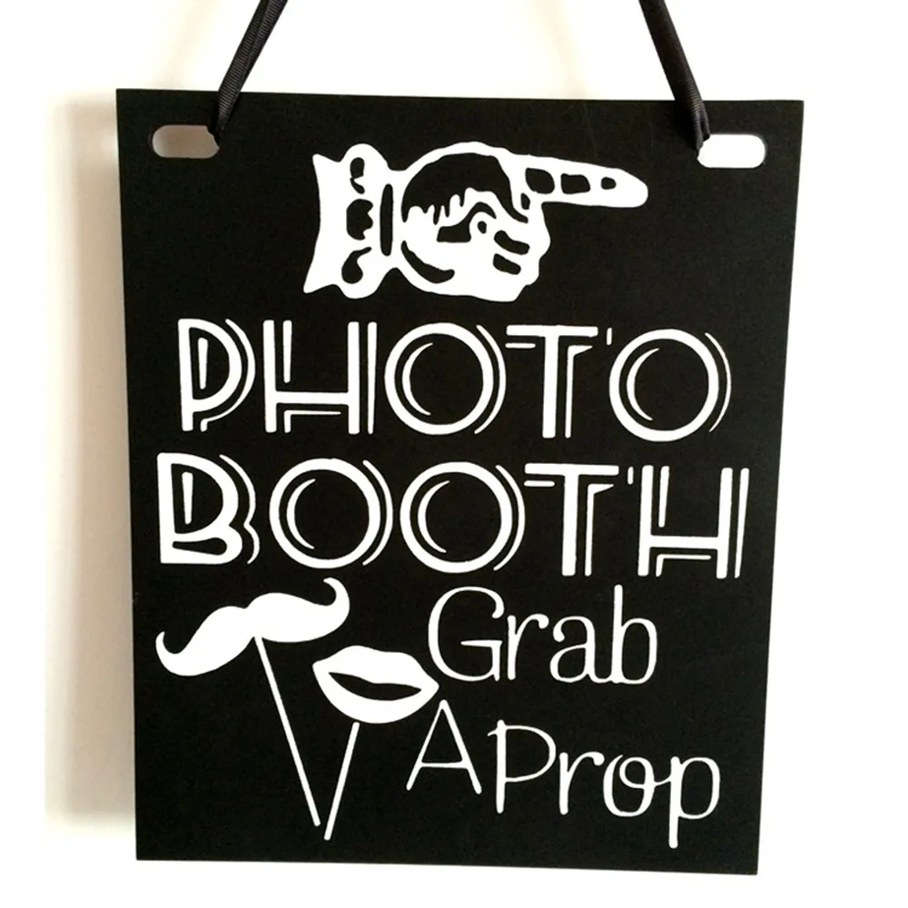 25.5x30.5cm Home Party Dual-use Hanging Boards Wedding Record Message Blackboard Wooden Engagement Shooting Props