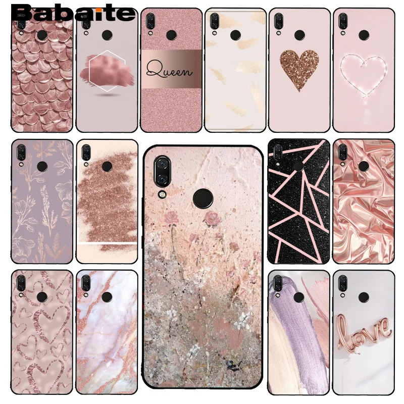 

Babaite Gold Rose Glitter Pink Love Herat Phone Case for Xiaomi Redmi4X 6A S2 Go Redmi 5 5Plus Note4 Note5 7 Note6Pro