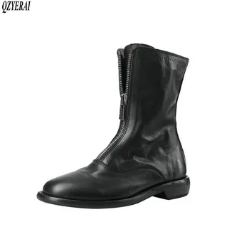 

QZYERAI European Restoring ancient ways Genuine leather Female boots Women's boots horsehide Women's shoes