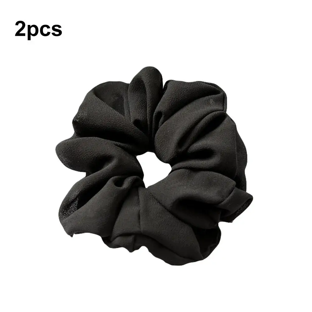 Clothing Accessories 2PCS Chiffon Simple Solid Color Large Intestine Circle Hair Band Elastic Band Fabric Hair Ring Jewelry