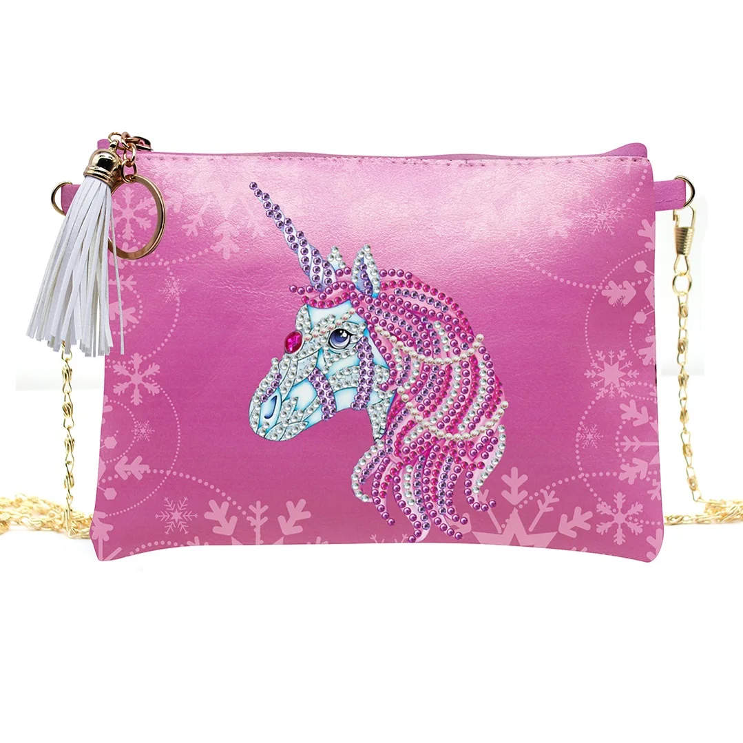 

DIY Diamond Painting Fashion Unicorn Leather Handbags 5D Diamond Cross Stitch Embroidery Bag Women Crossbody Wallet Pouch
