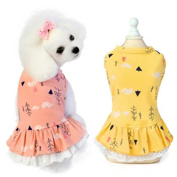 

Dog Summer Printed Cotton Princess Dress Breathable Soft Skirt Fashion Puppy Summer Clothing Apparel Costume Plus Size