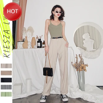 

Sweatpants Women BaggyWomen Casual Pants 2020 Spring Summer Simple Solid Loose Straight Long Tube Trousers Femme