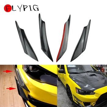 

Universal Black Carbon Fiber Car Front Bumper Lip Rubber Fin Splitter Body Spoiler Canards Spoiler Car Accessories