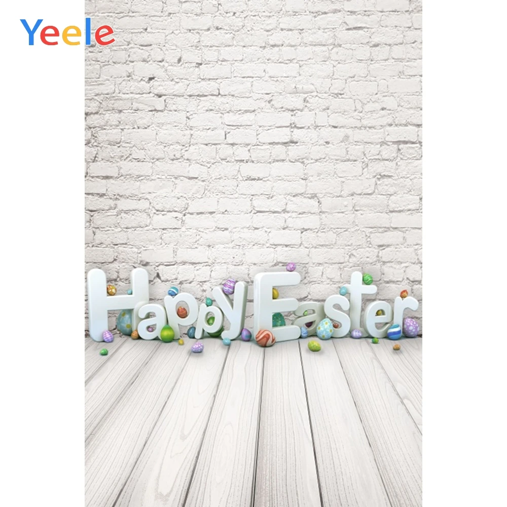 Yeele Happy Easter Festival White Brick Wall Wooden Floor Baby Portrait Potography Backgrounds Photo Backdrops For Studio | Электроника