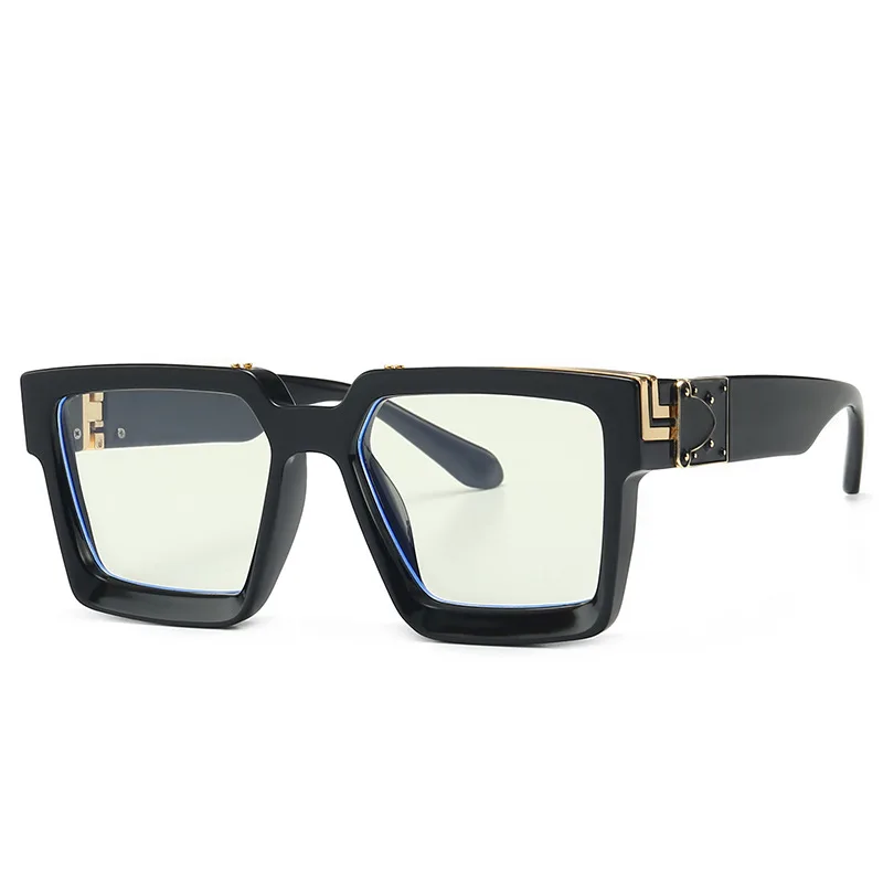 Новые модные роскошные дизайнерские мужские Квадратные Солнцезащитные очки женские винтажные очки крутые Инс Горячие Солнцезащитные очки для мужчин - Цвет линз: Black Clear