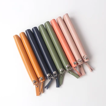 

1 PC Leather Single Pen Case Fountain Pen Ballpoint Pen Zipper Pencil Pouch Portable Mini Zipper Pencil Case Pen Gift Bag
