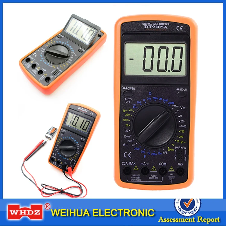 

WHDZ Digital Multimeter DT-9205A Professional Ammeter Voltmeter Resistance Capacitance Electric Handheld hFE Tester AC DC LCD