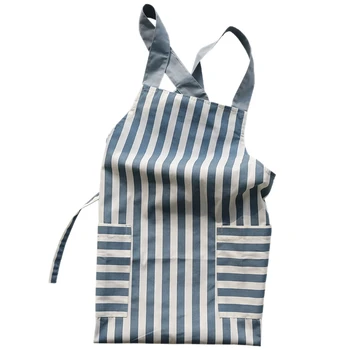 

Oil-Proof Anti-Dirty Apron with Strap Adjustable Kitchen Apron Household Simple Stripe Style Apron Dress for Cooking Linen Apron