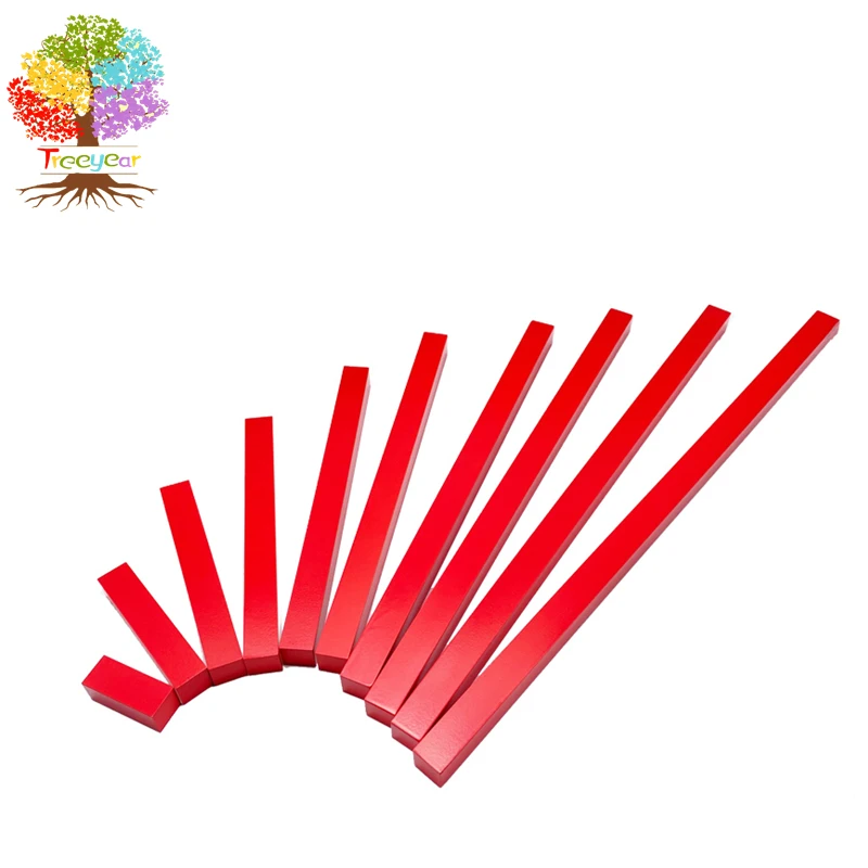 Treeyear Montessori Red Rods Wooden Long Sticks Math Rod Toys Kids Educational Early Teaching（Family Version） | Игрушки и хобби